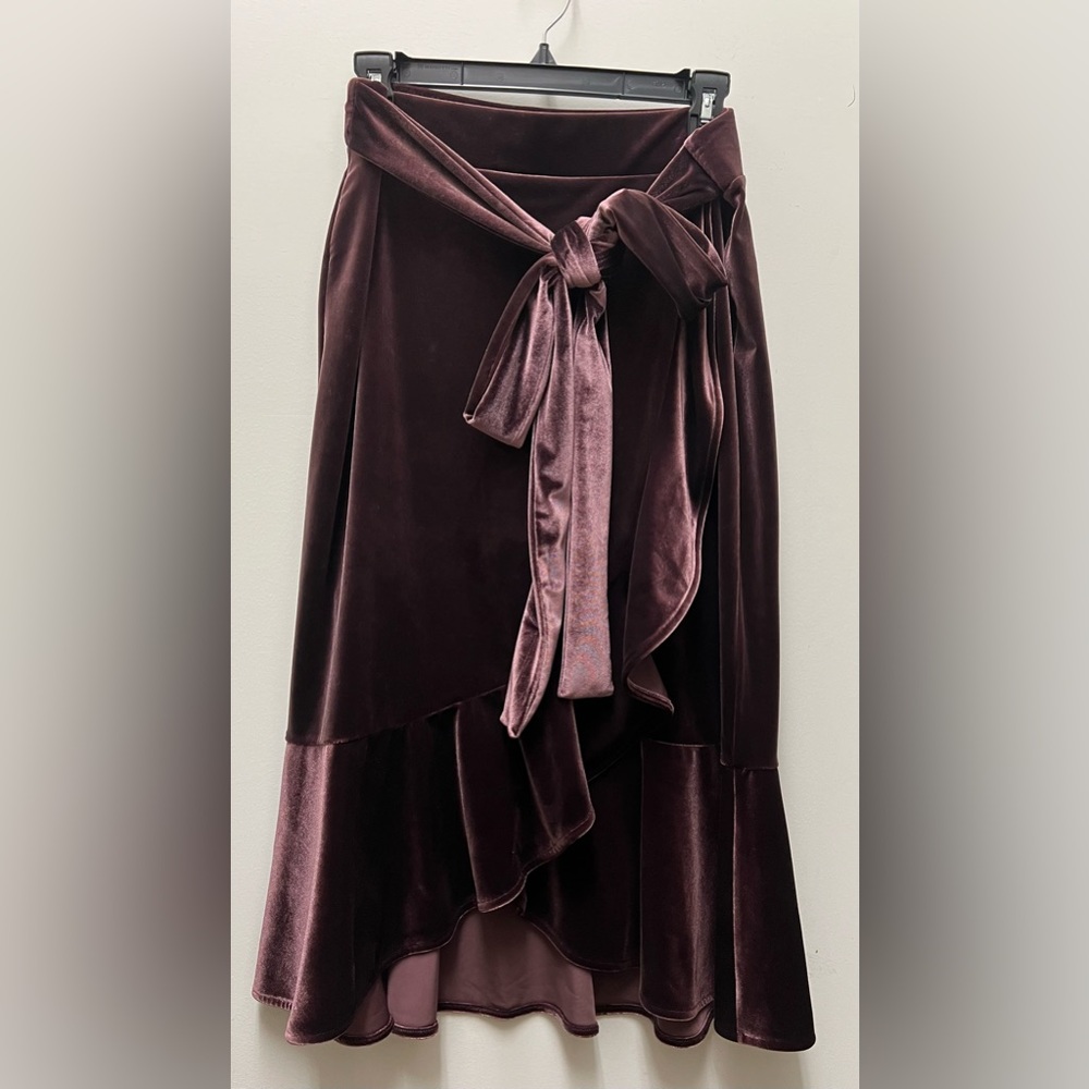 Gap Purple velvet ruffled wrap midi skirt Size S